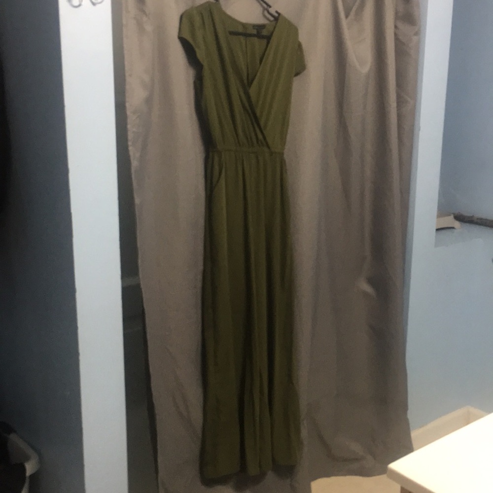 Olive green pants romper